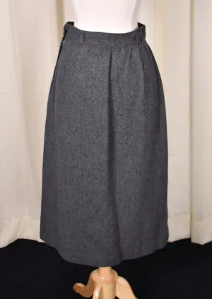 1950s Vintage Gray Wool Pocket Skirt