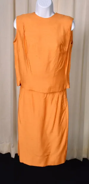 1950s Vintage Orange Pencil Skirt Set