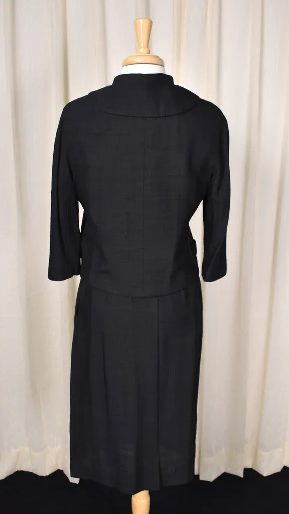 1960s Vintage Black Fringe Tie Suit