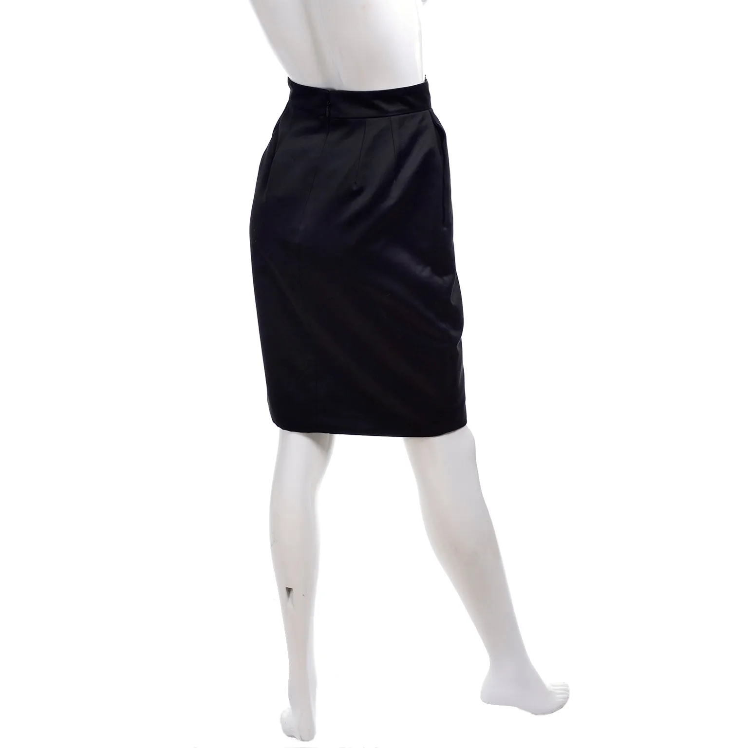 2011 Gucci Black Pencil Skirt W Gold Buckles & Leather Tassels Deadstock