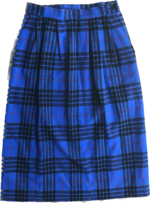 80s Pendleton Wool Blue Plaid Pencil Skirt  S(w26)