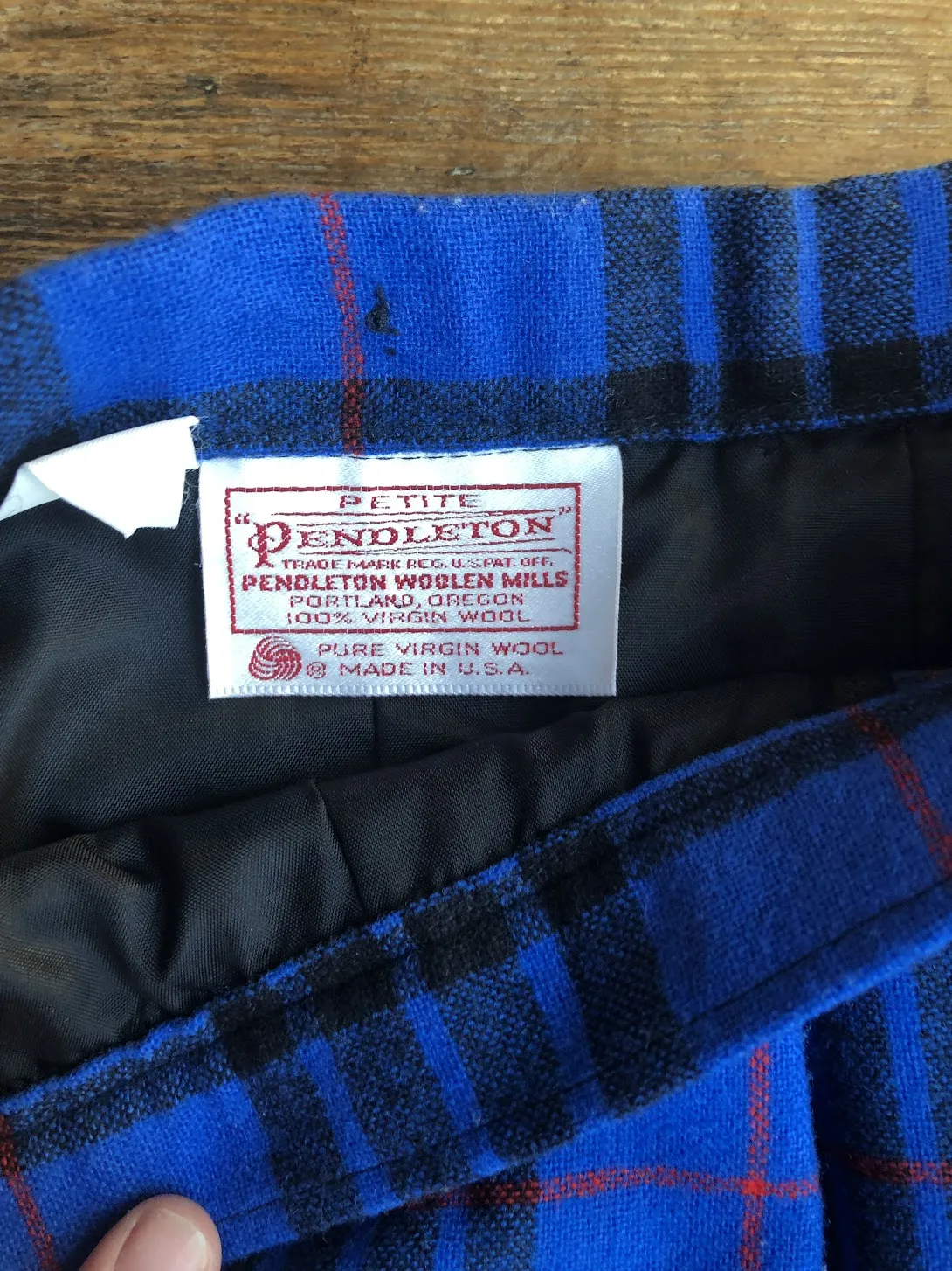 80s Pendleton Wool Blue Plaid Pencil Skirt  S(w26)