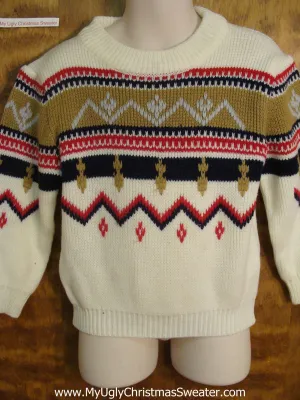 80s Tacky Patterned Child Size Christmas Sweater
