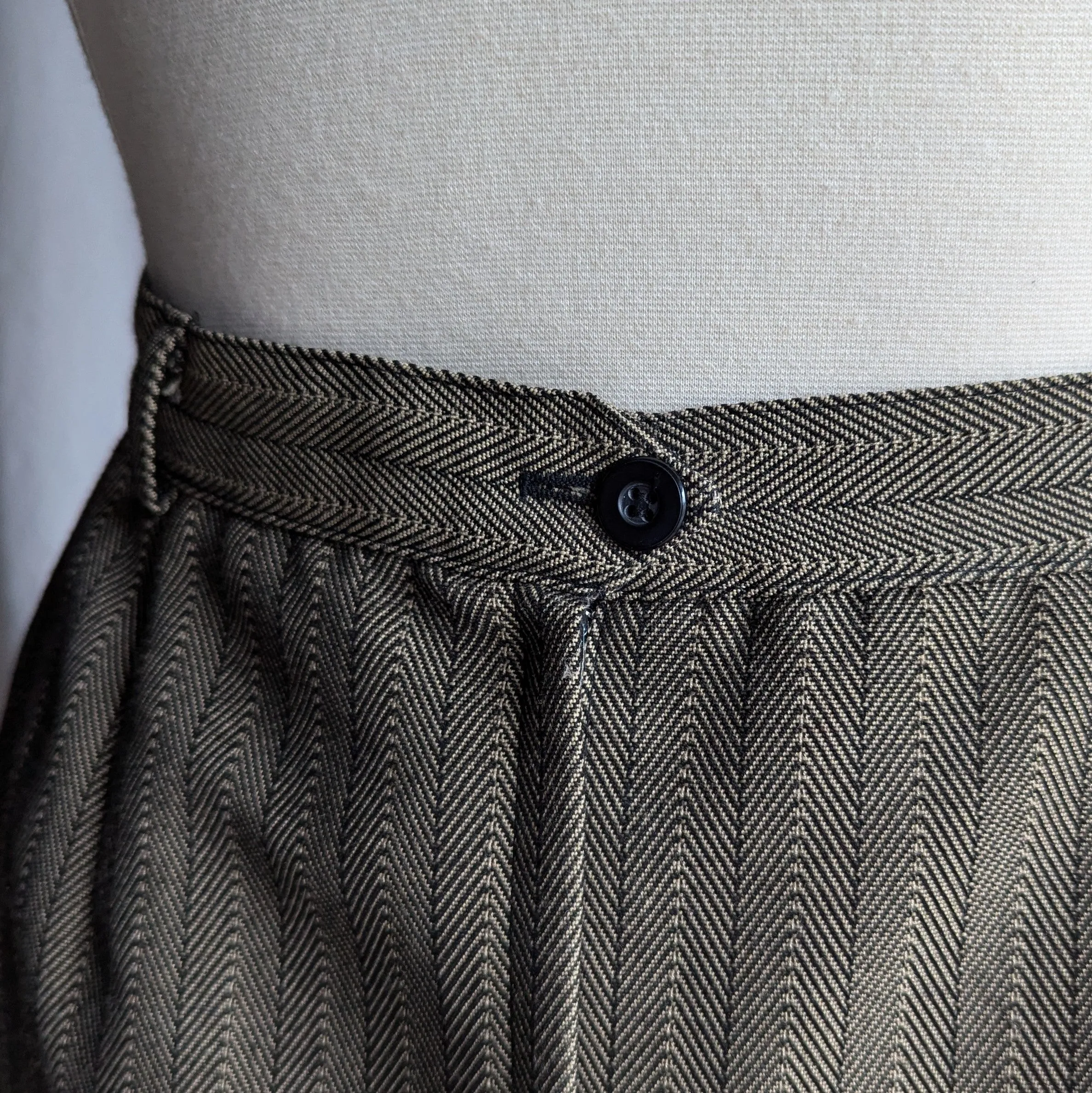90s/Y2K Brown Herringbone Stripe Pencil Skirt