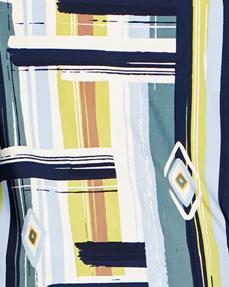 Ada Keyhole Top | Navy / Chartreuse