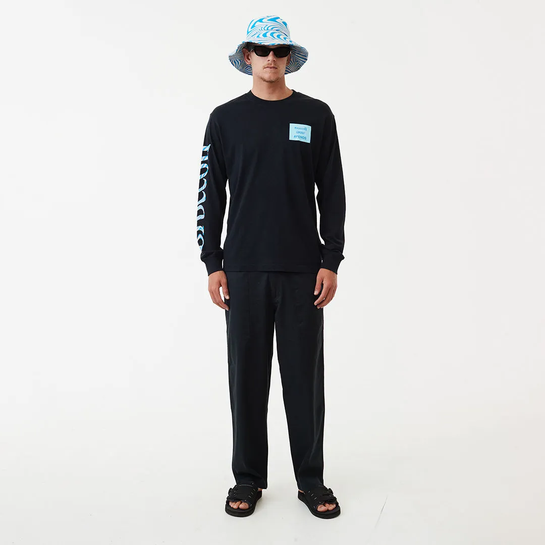 Afends Unisex Broccoli - Unisex Hemp Long Sleeve T-Shirt - Black