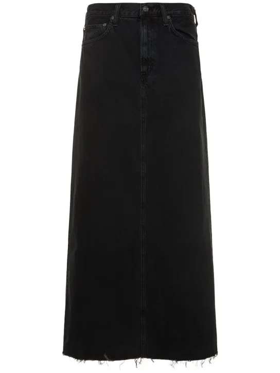 Agolde   Hilla cotton denim long skirt 