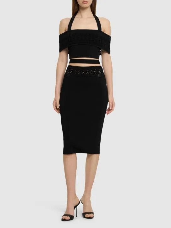 Andreadamo   Stretch viscose knit midi skirt 
