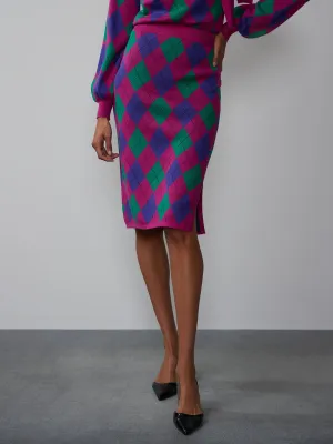 Argyle Knit Pencil Skirt