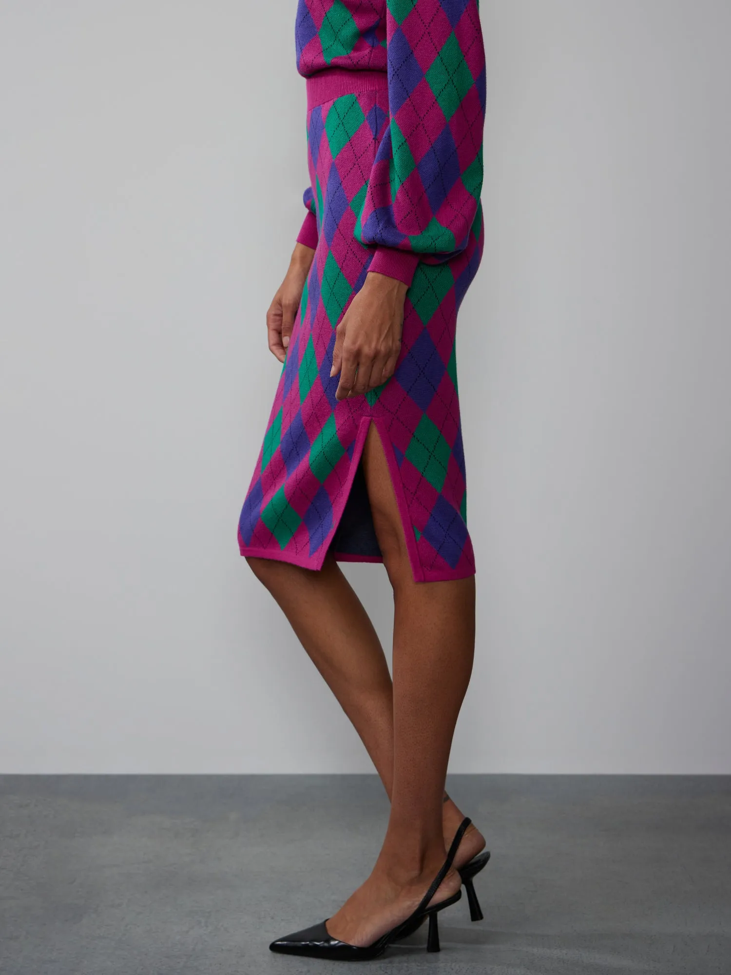 Argyle Knit Pencil Skirt