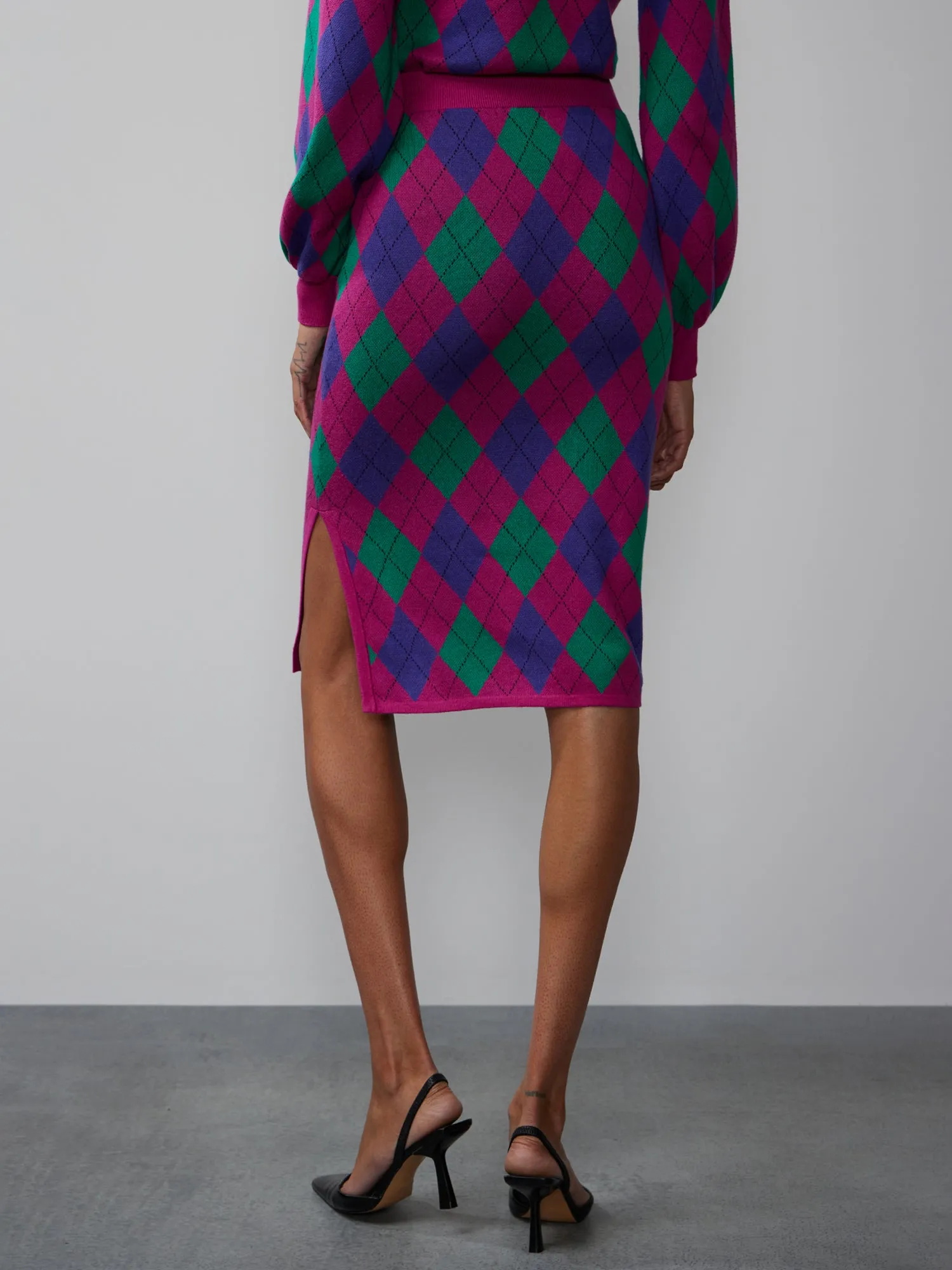 Argyle Knit Pencil Skirt