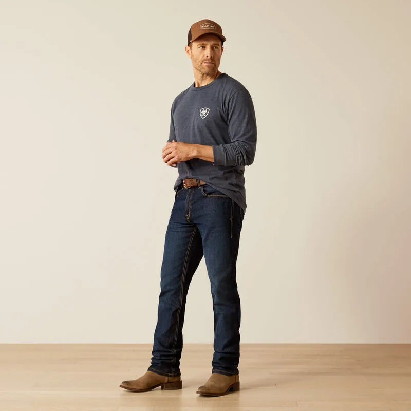 Ariat Men's Saltillo Lockup Long Sleeve T-Shirt-Navy Heather