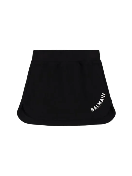 Balmain   Printed logo cotton sweat skirt 