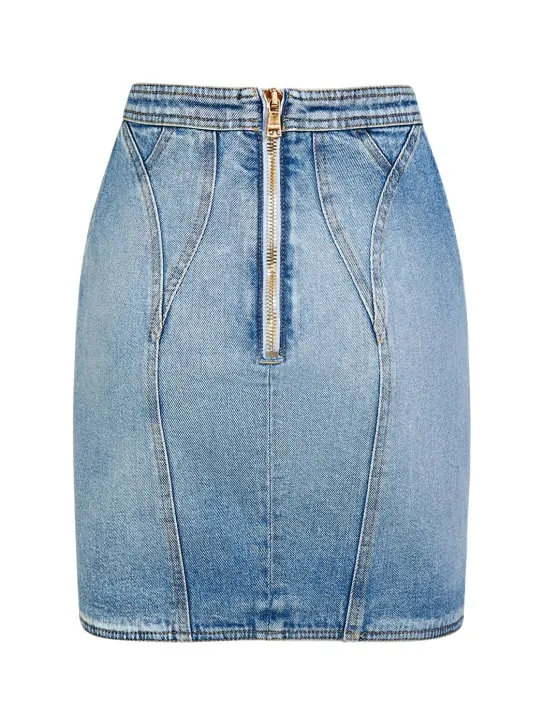 Balmain   Stretch cotton denim mini skirt 