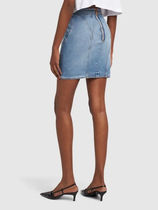 Balmain   Stretch cotton denim mini skirt 