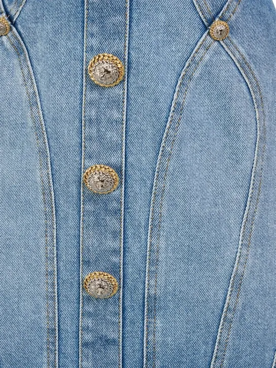 Balmain   Stretch cotton denim mini skirt 