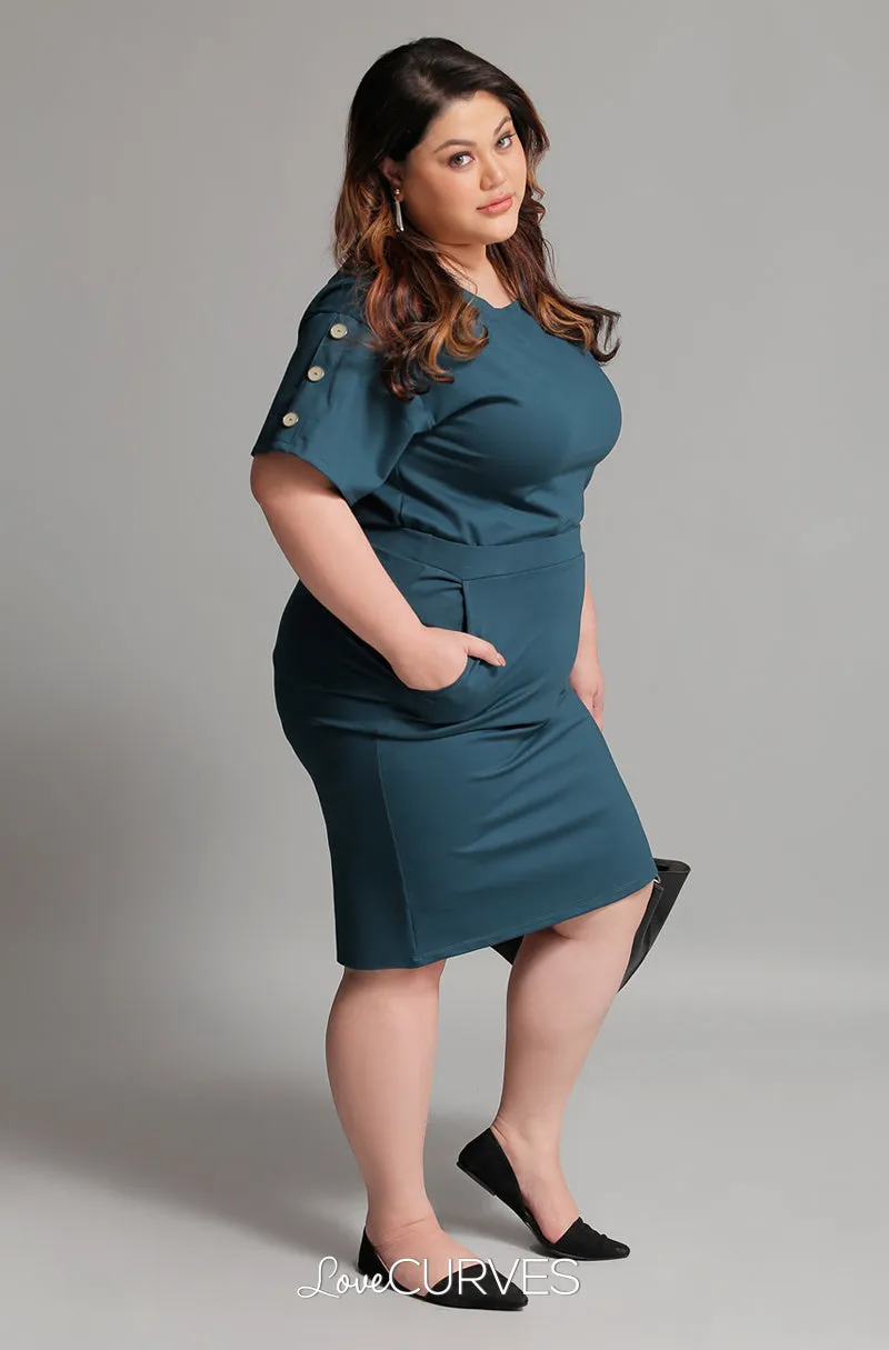 Basic Pencil Skirt with Pockets - Dark Teal