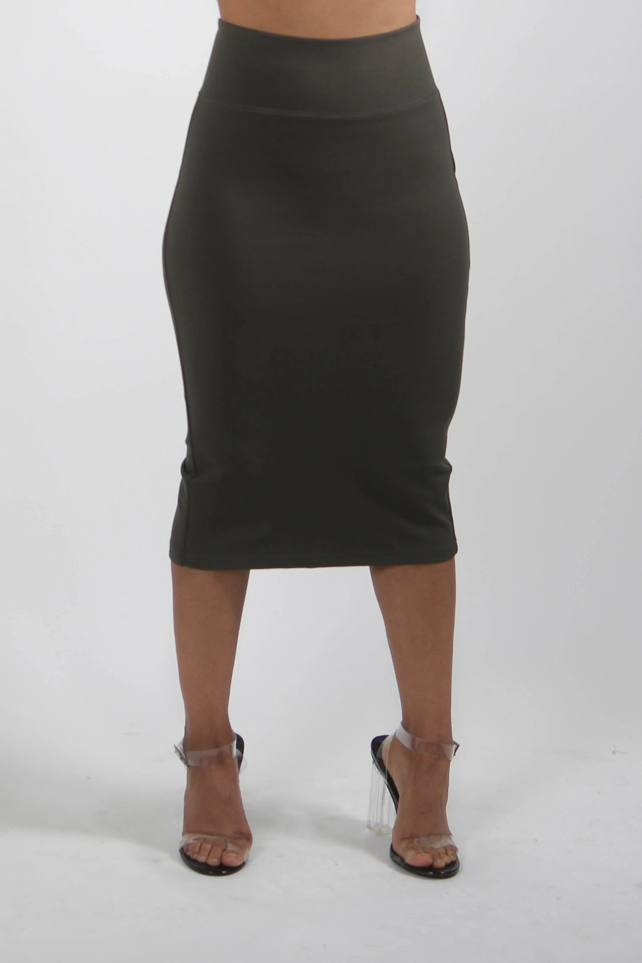 Basic Ponte Pencil Skirt with Back Slit