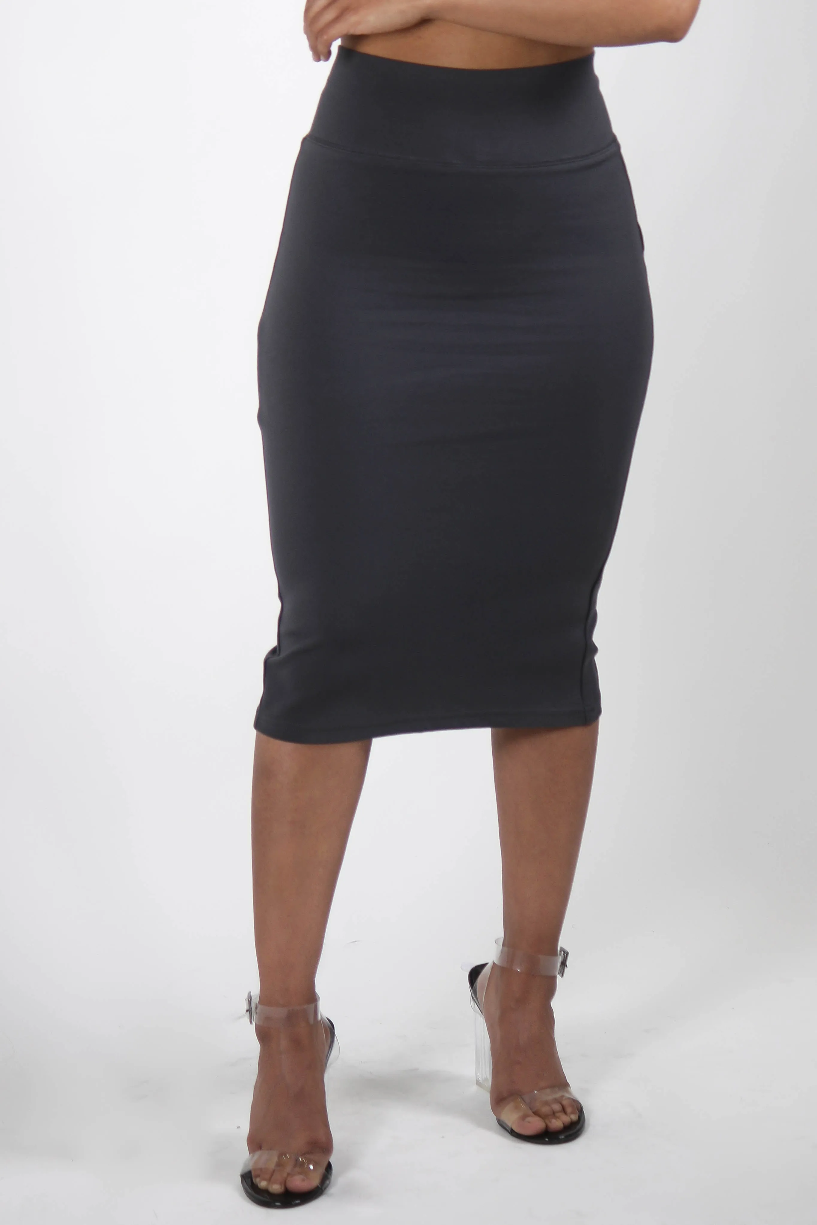 Basic Ponte Pencil Skirt with Back Slit
