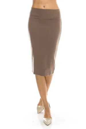 Basic Ponte Pencil Skirt with Back Slit