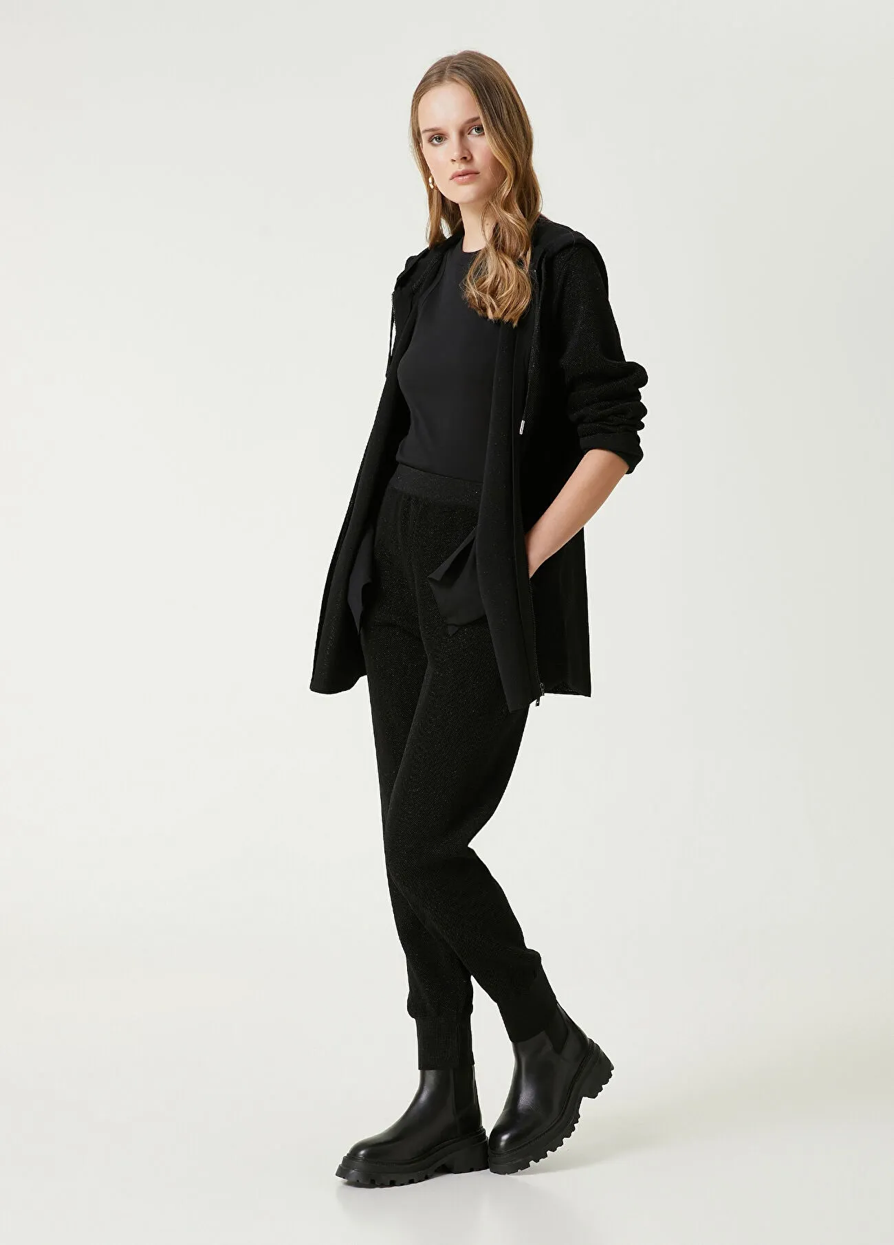 Beymen Club Glitter Textured Cardigan Black
