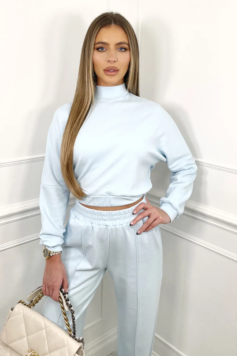 Billie Blue knitted flared loungewear set
