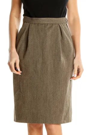Brown Classic Pencil Skirt
