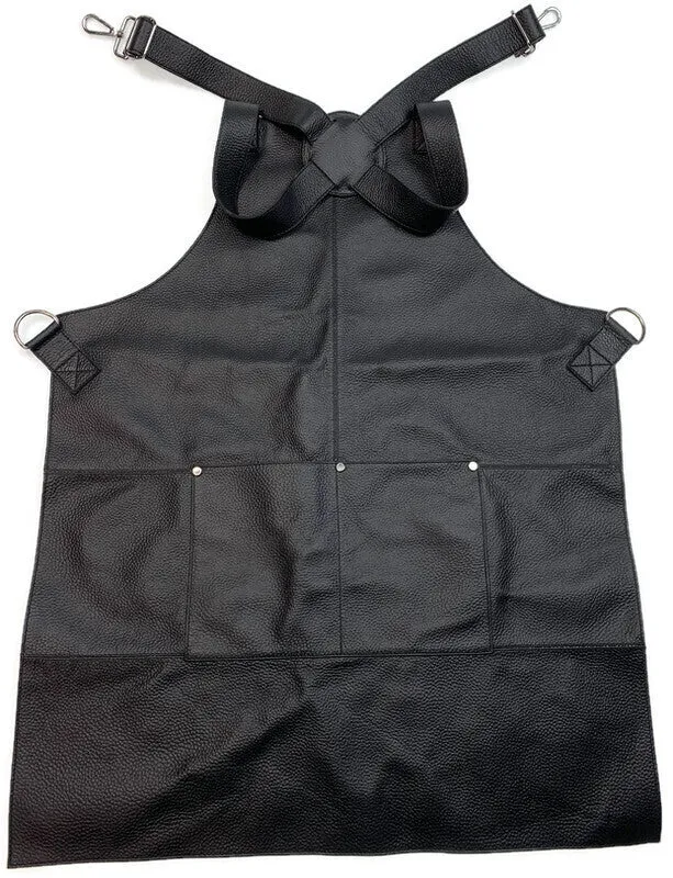 BUFFALO LEATHER APRON Cooking Chef Hairdresser Waterproof Durable Quality - Black