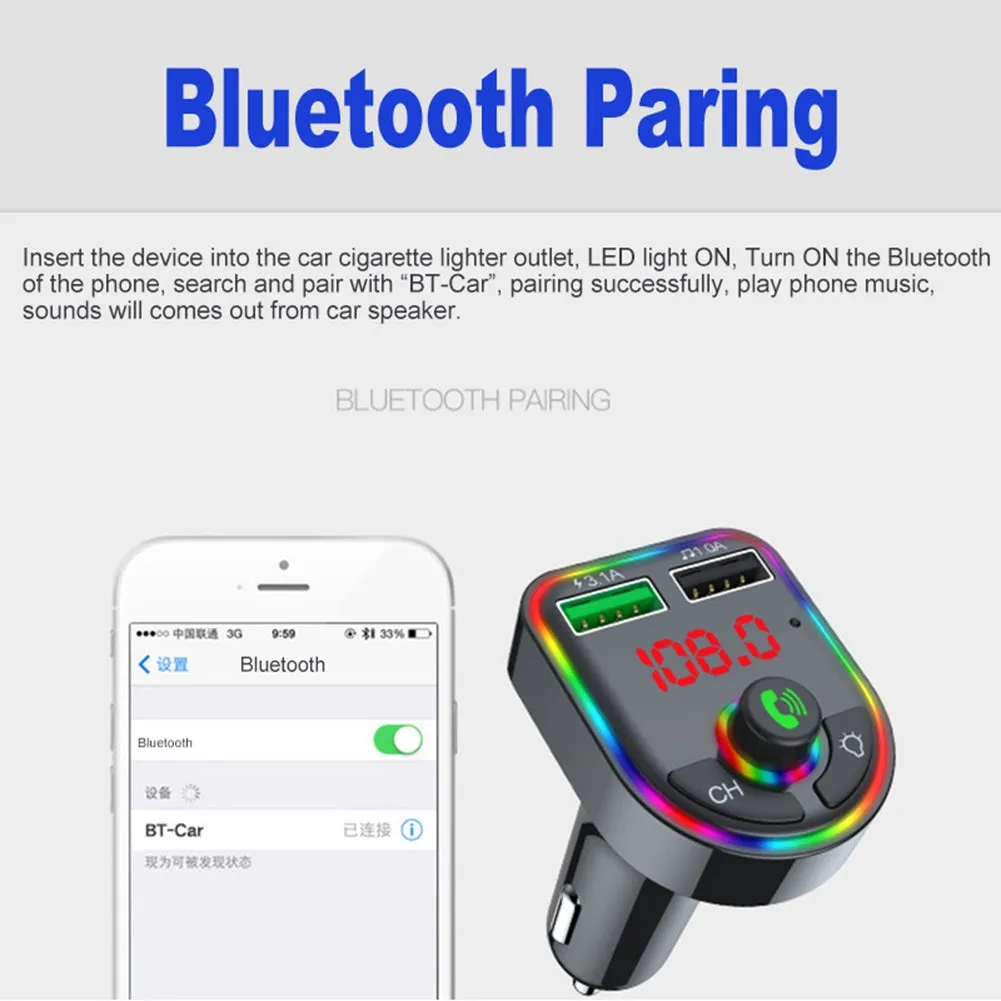 Car Durable Mp3  Player Bluetooth-compatible Fm Transmitter