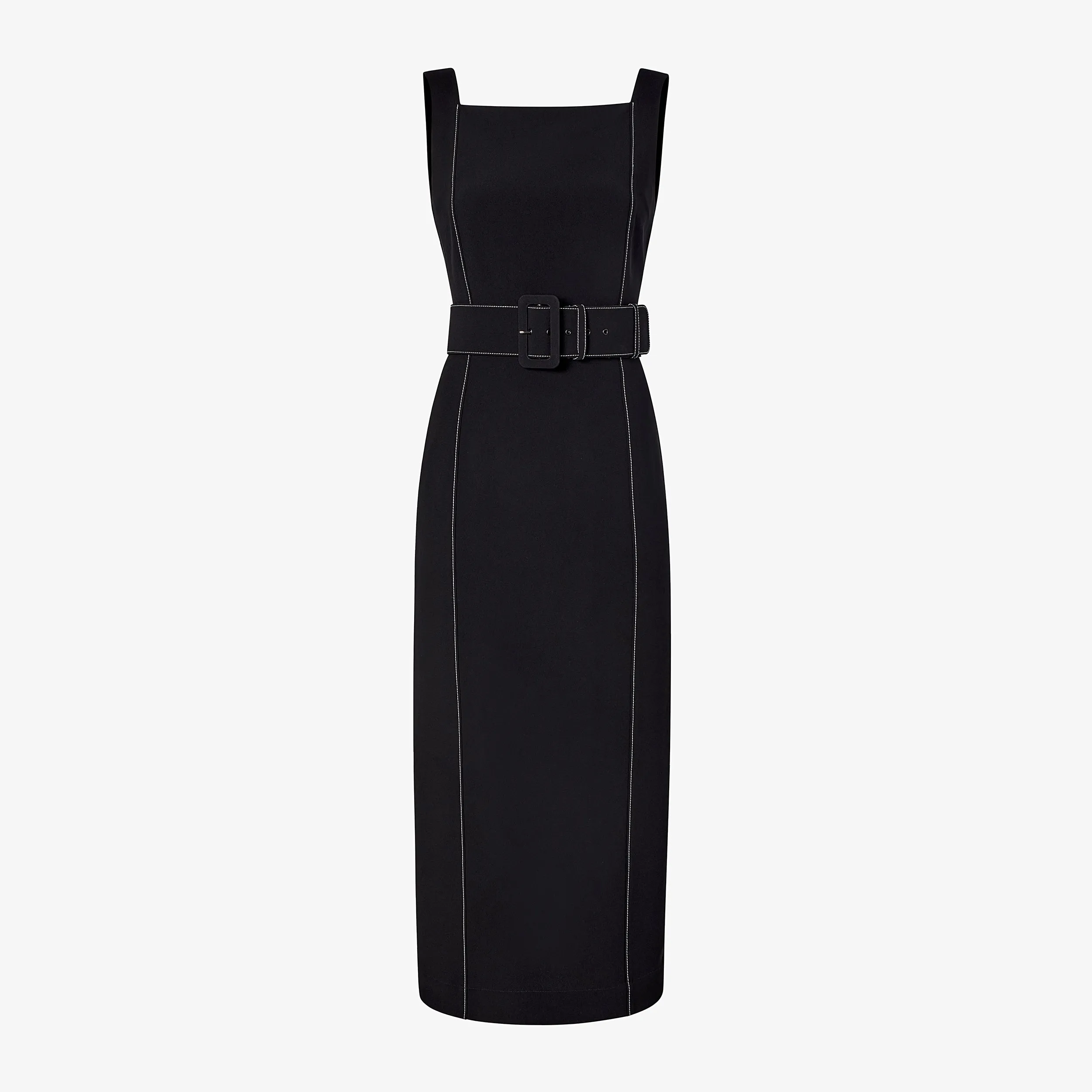 Carmela Streamline Dress - Everyday Crepe with Topstitch :: Black