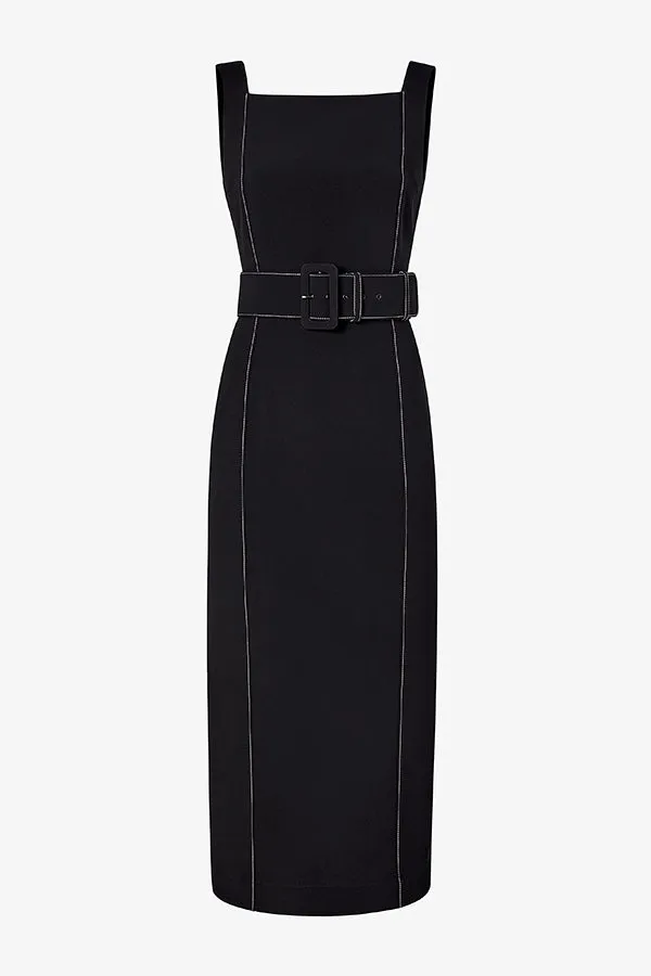Carmela Streamline Dress - Everyday Crepe with Topstitch :: Black