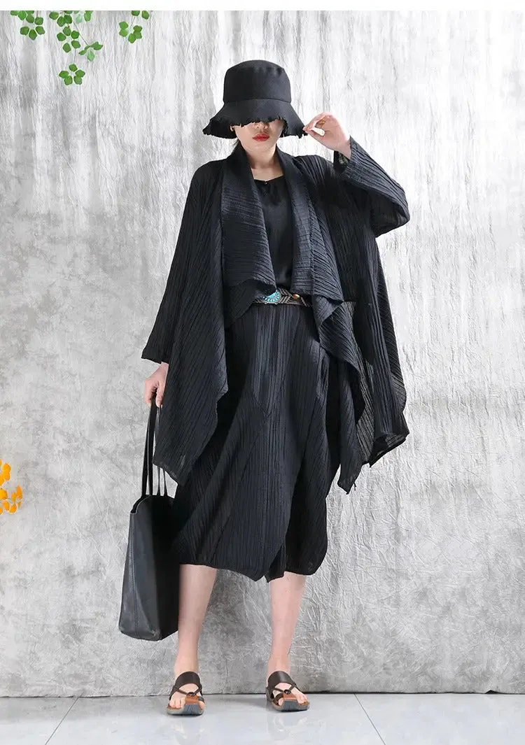 Casual Linen Stand Collar Shirt and Skirt Set for Women