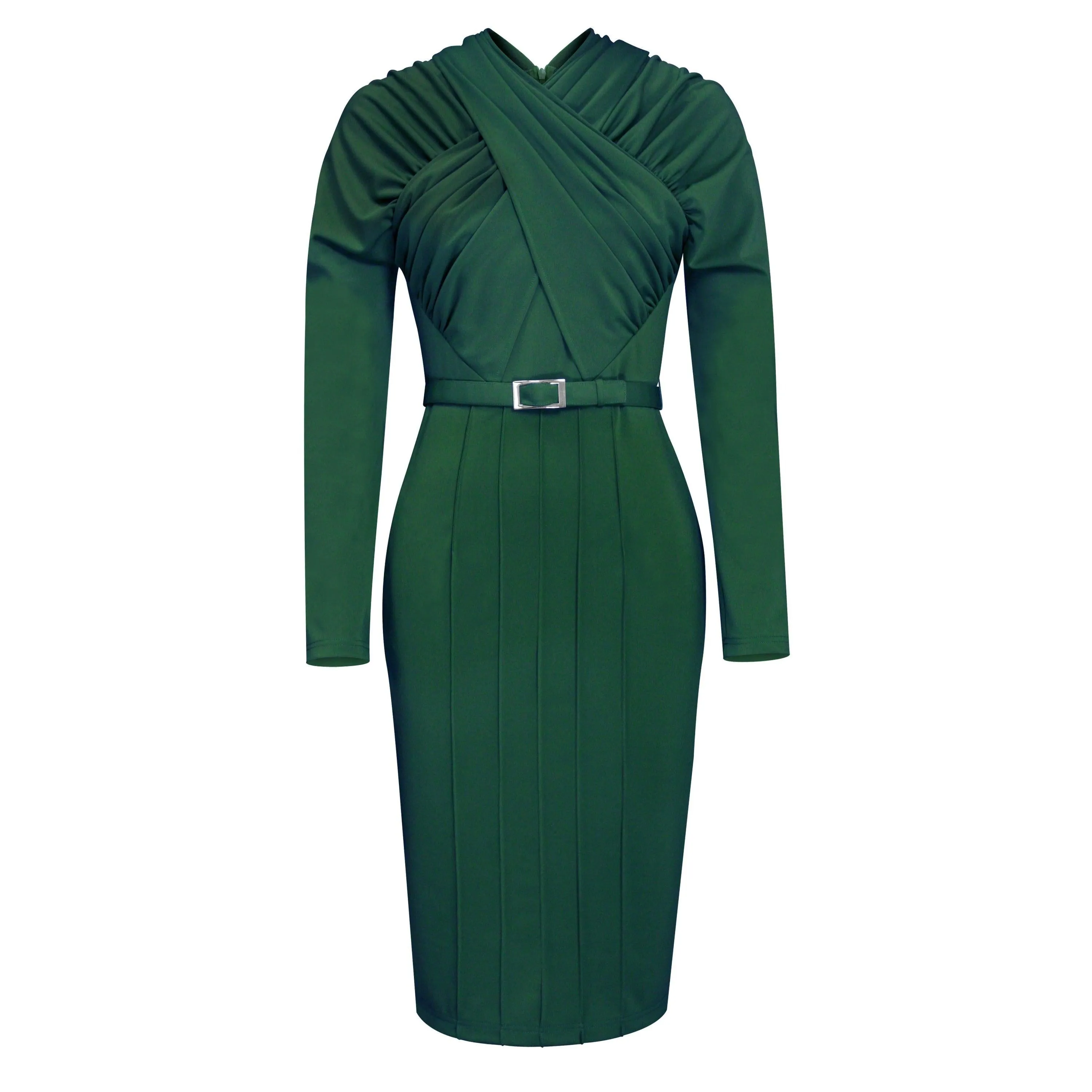 ChicStar Cross-Bust Wiggle Dress in Green