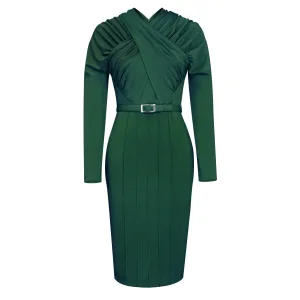 ChicStar Cross-Bust Wiggle Dress in Green