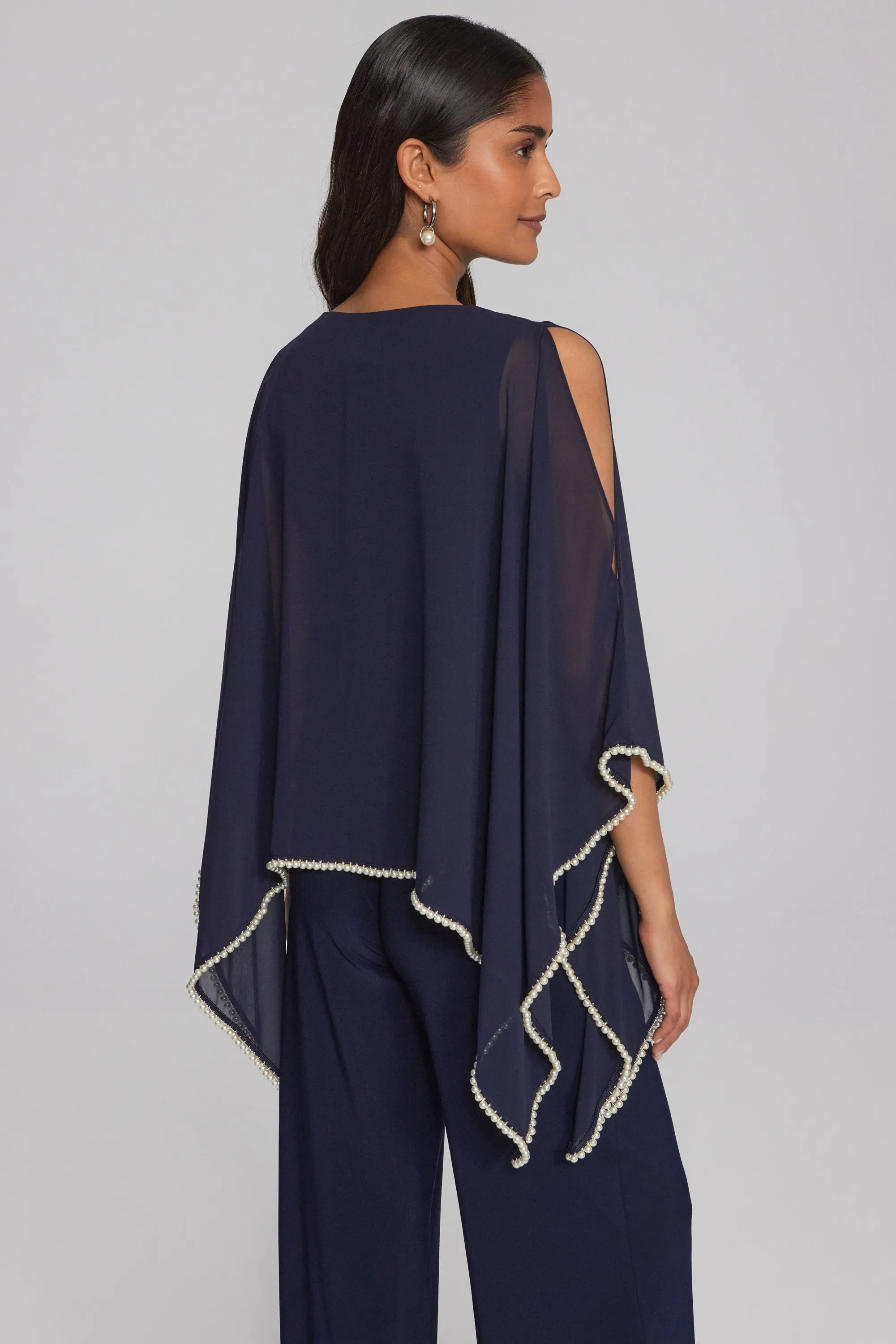 Chiffon and Silky Poncho, Navy