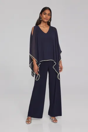 Chiffon and Silky Poncho, Navy
