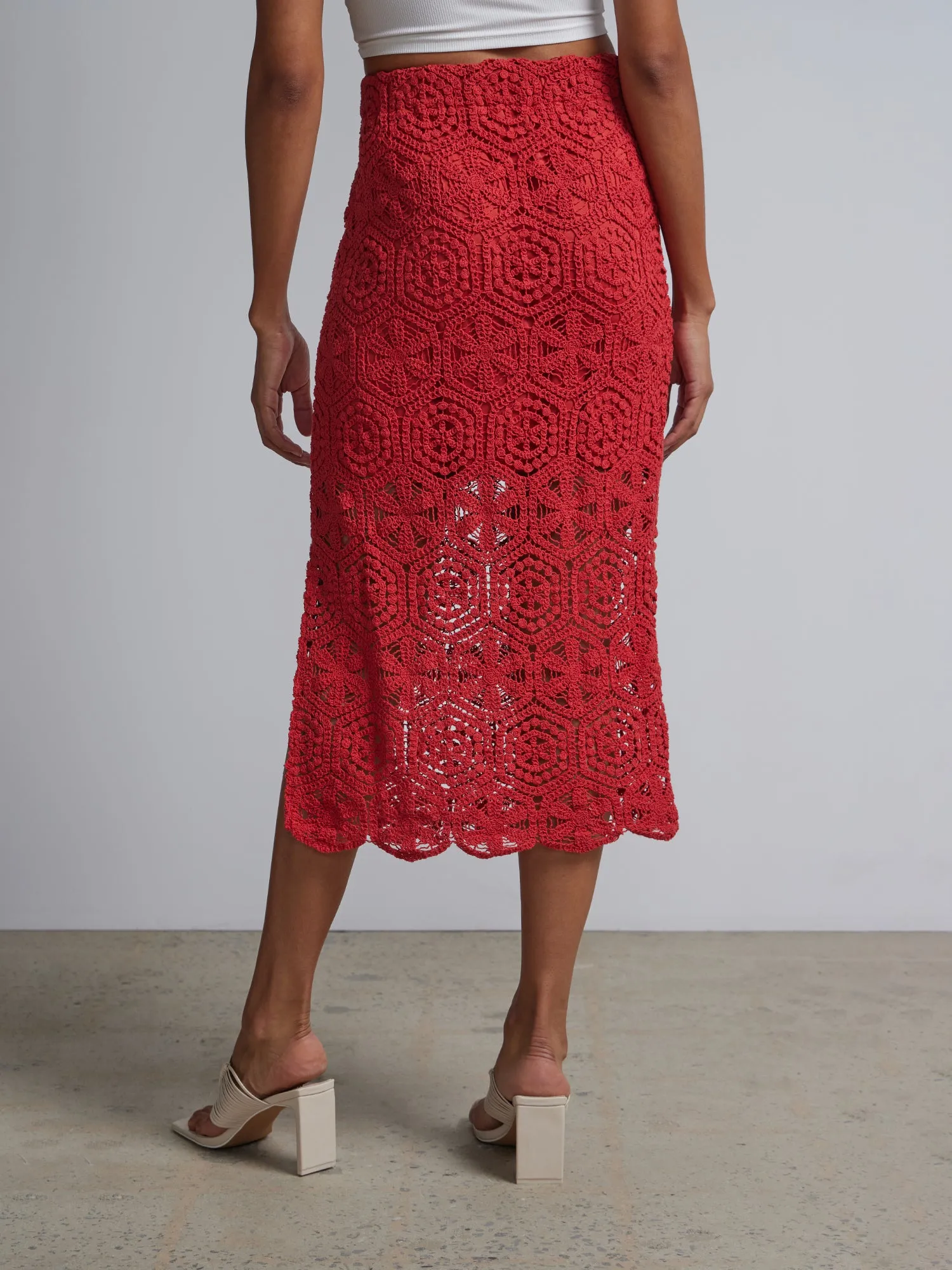 Crochet-Lace Pencil Skirt