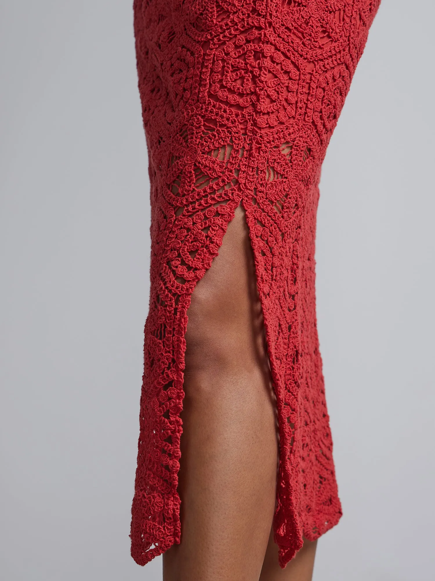 Crochet-Lace Pencil Skirt