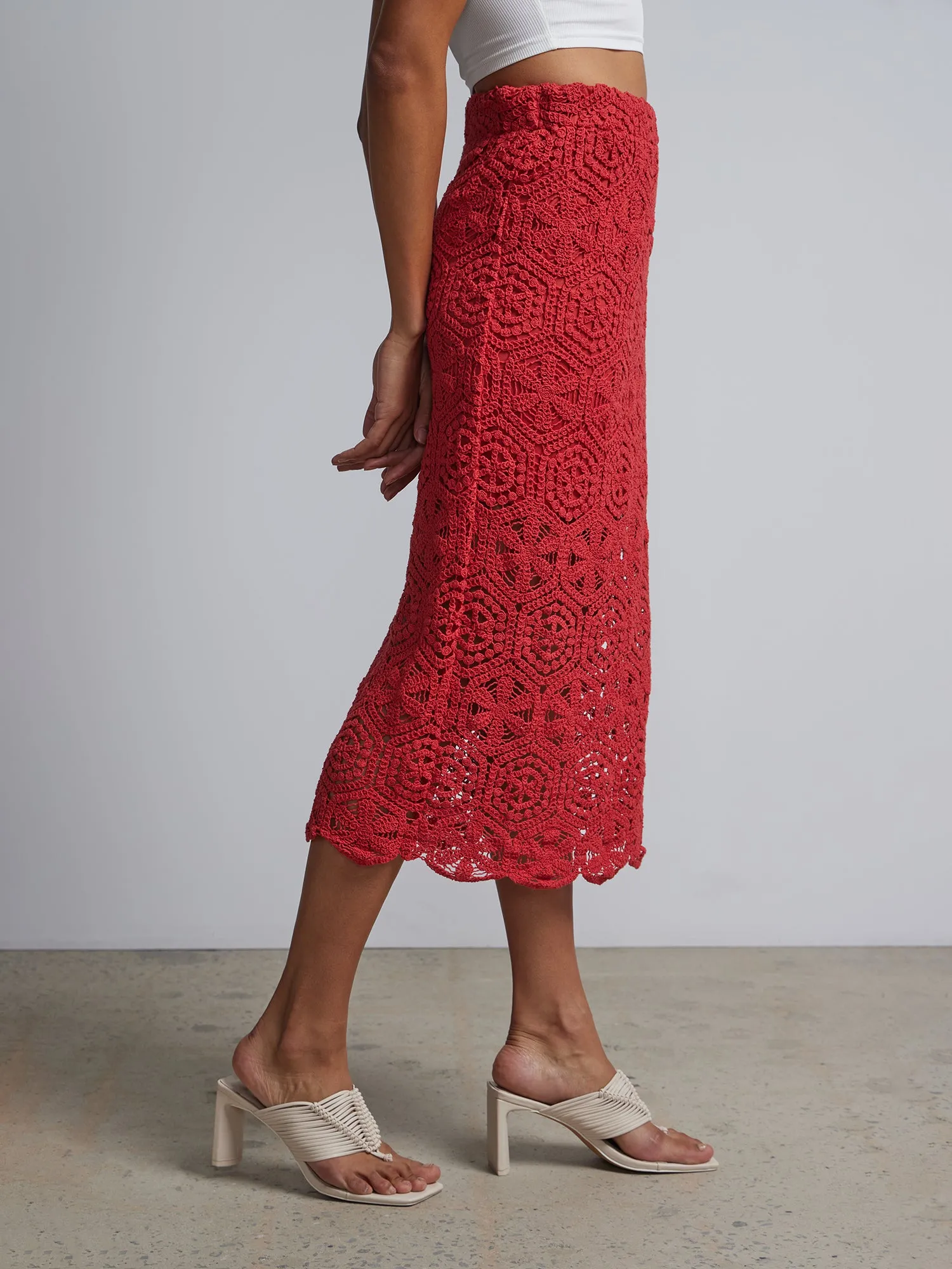 Crochet-Lace Pencil Skirt