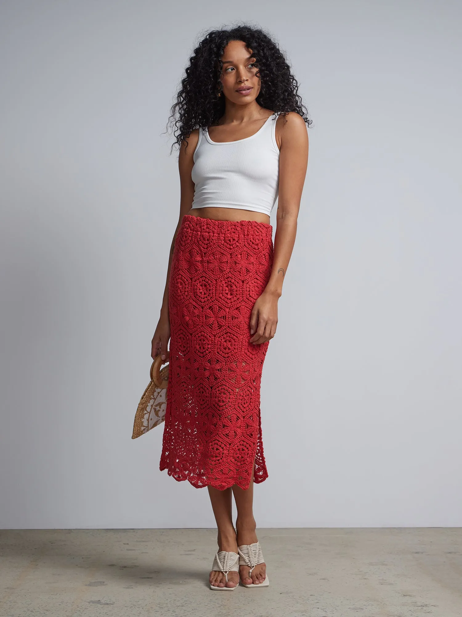 Crochet-Lace Pencil Skirt