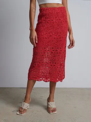 Crochet-Lace Pencil Skirt