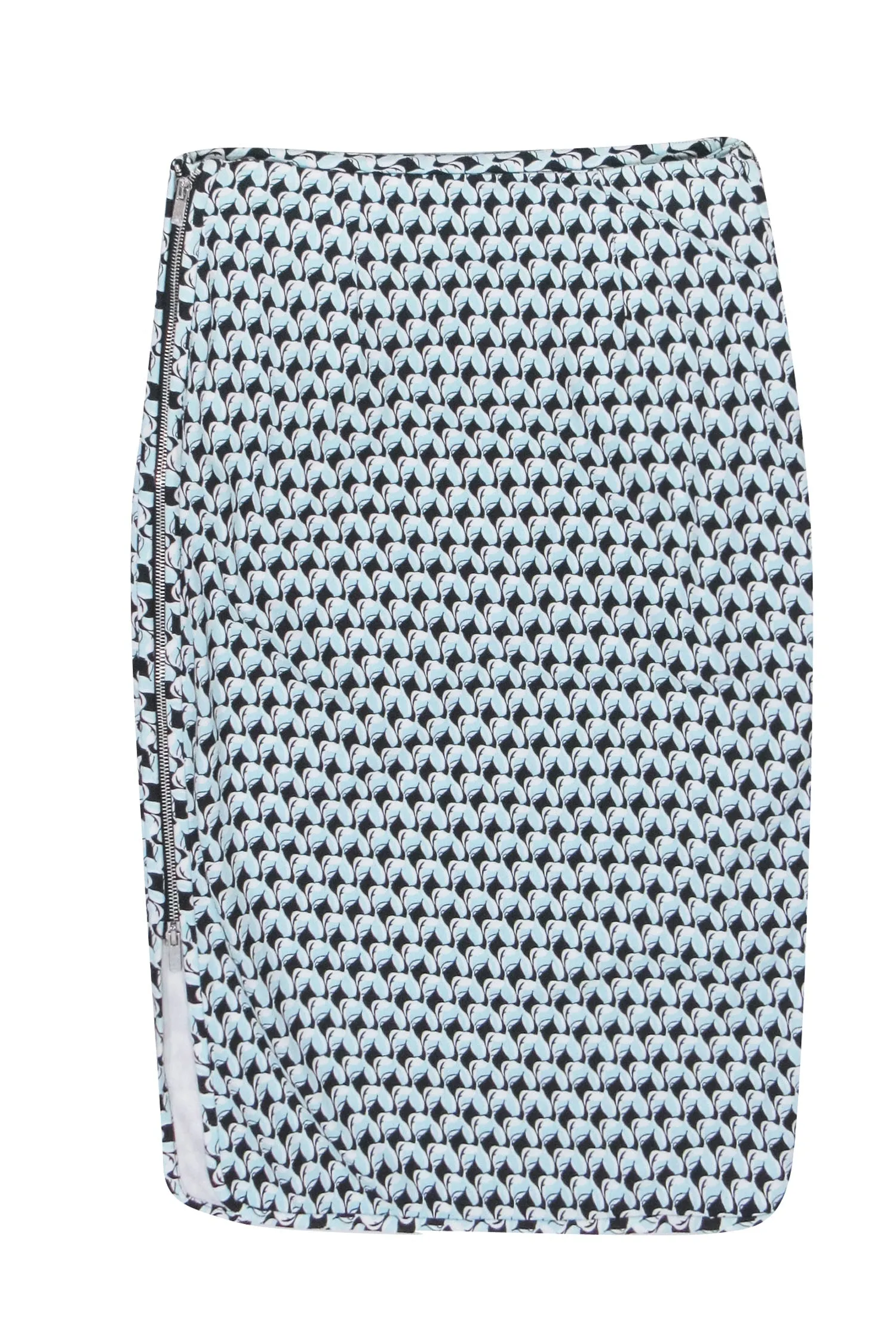Diane von Furstenberg - Blue & Black Geometric Print Side Zip "Noemi" Skirt Sz 4