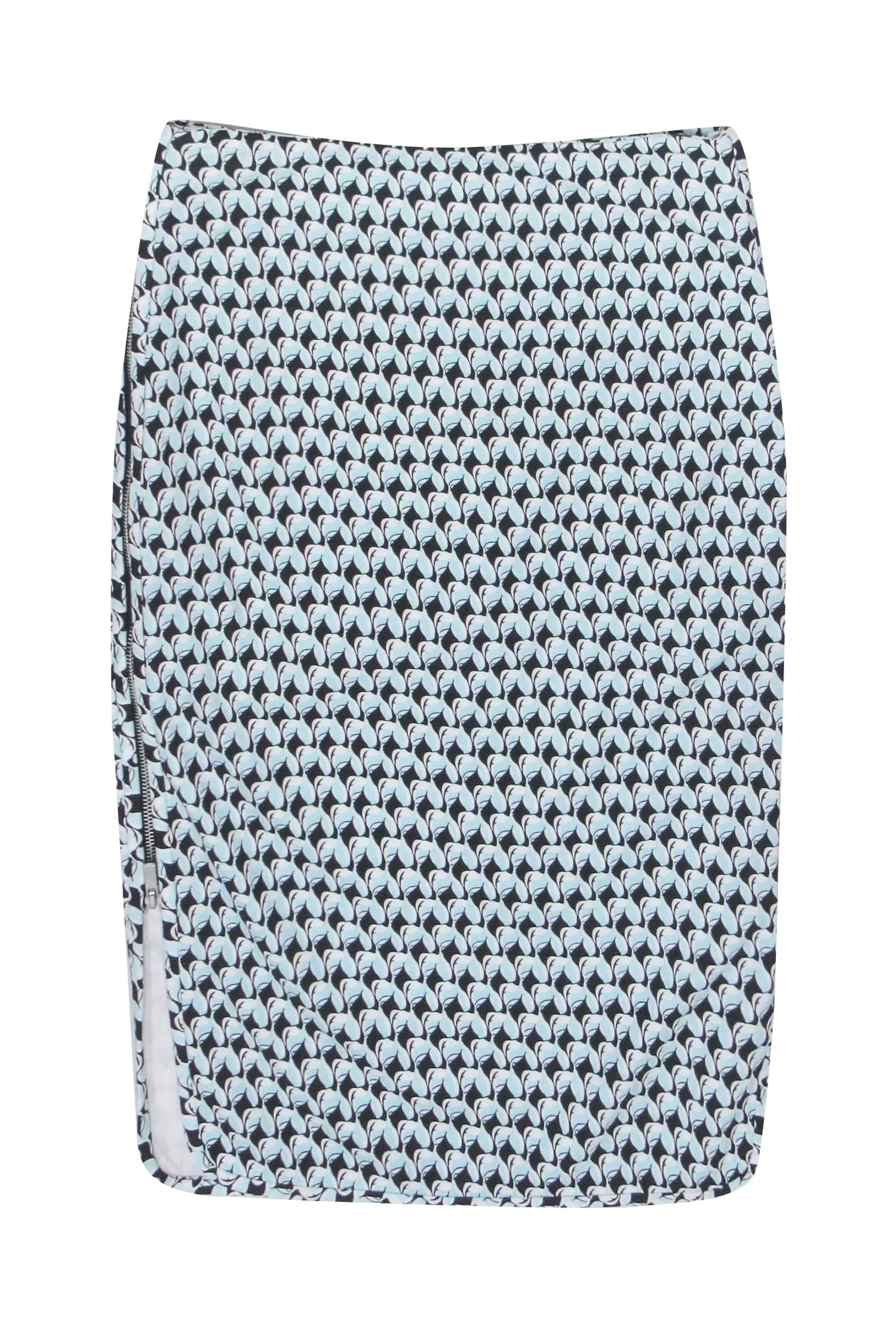 Diane von Furstenberg - Blue & Black Geometric Print Side Zip "Noemi" Skirt Sz 4