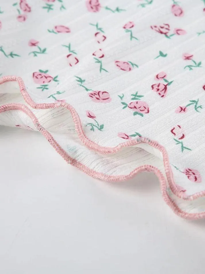 Ditsy Floral Print Lace Trim V Neck Sleeveless Jumpsuit