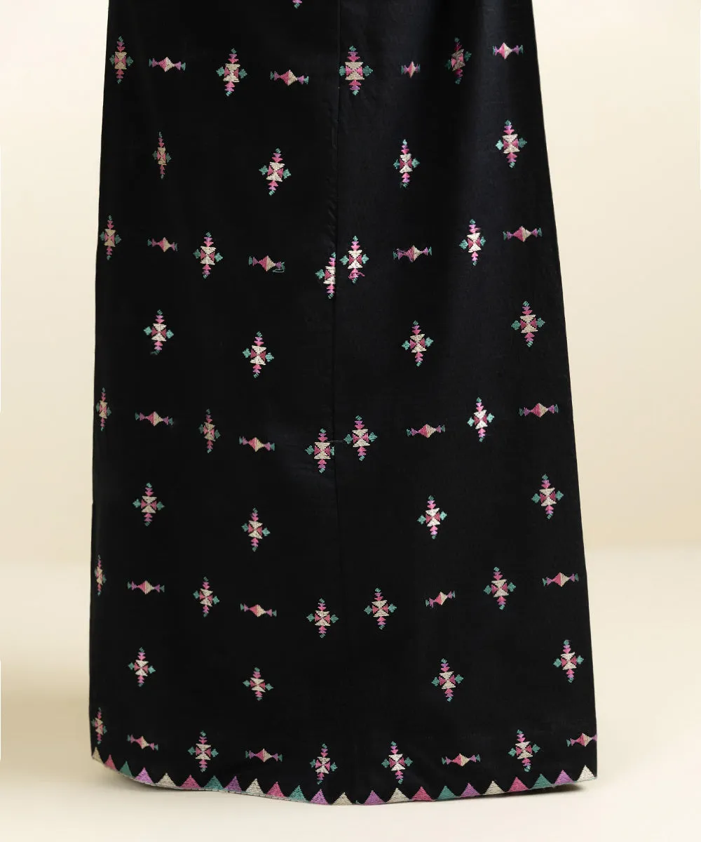 Embroidered Dobby Flared Pants