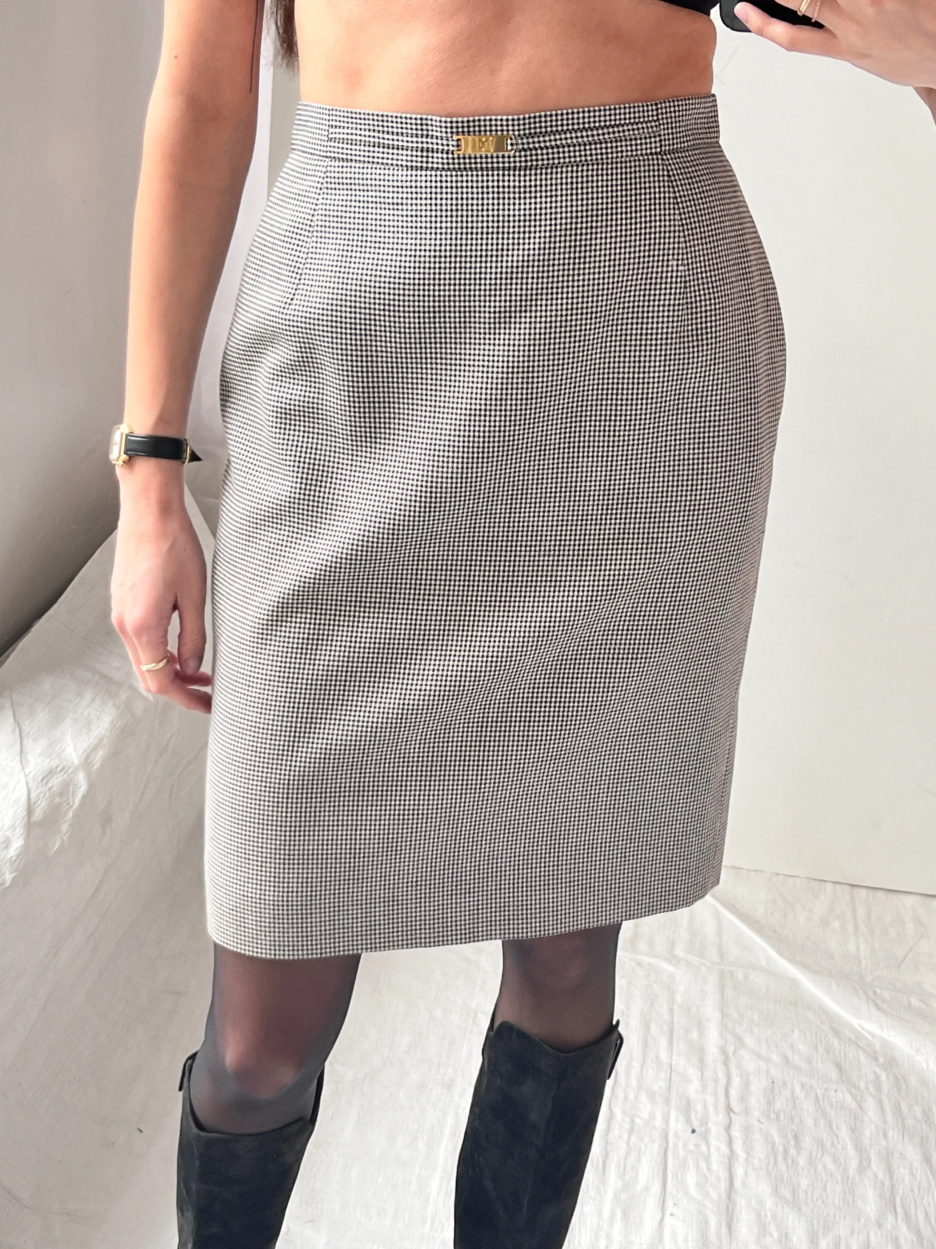 Escada Houndstooth Skirt