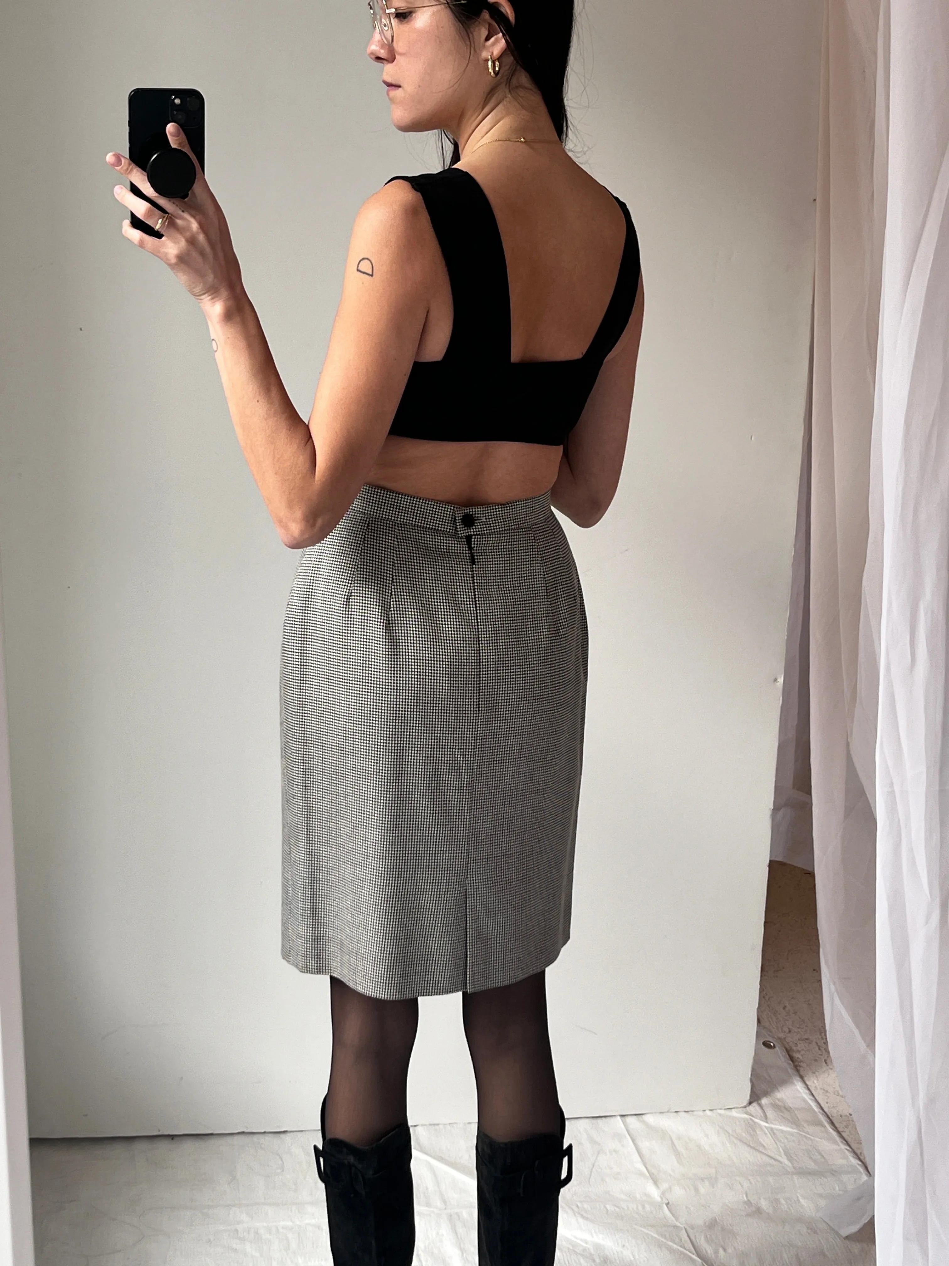 Escada Houndstooth Skirt