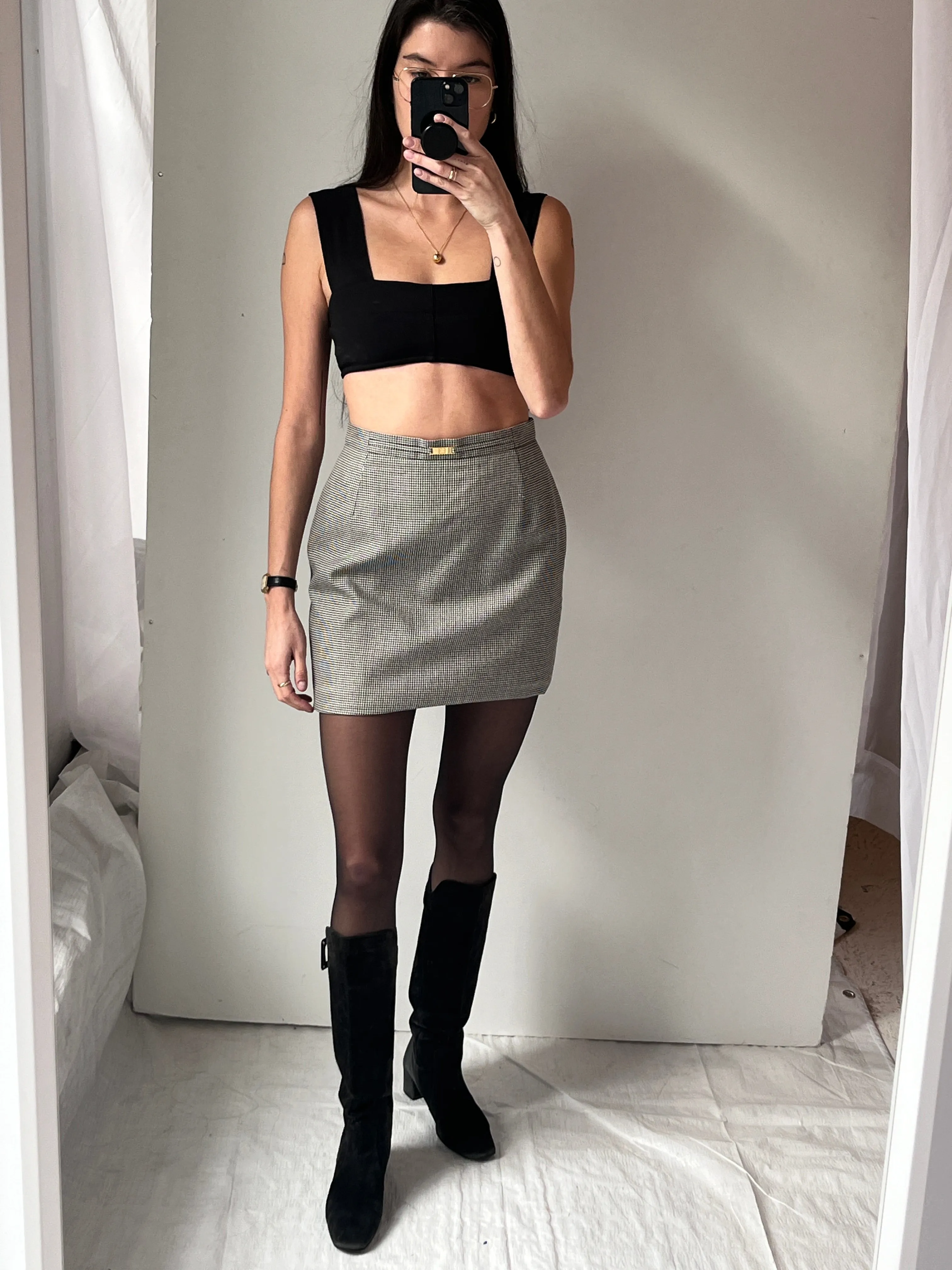 Escada Houndstooth Skirt