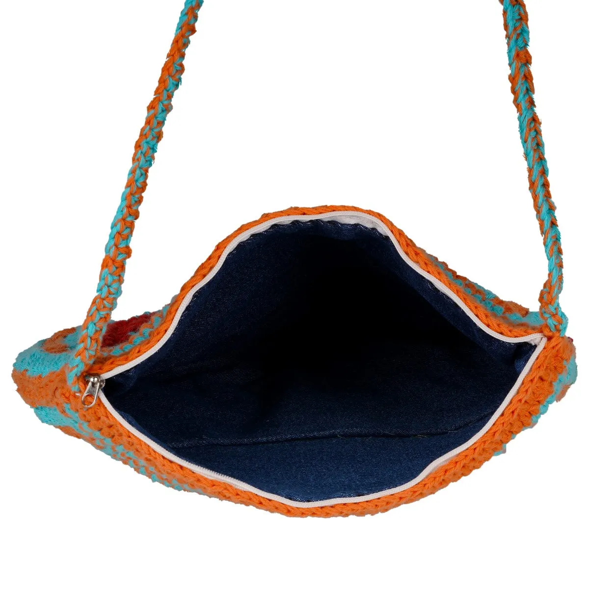 Floral Patchwork Sling Bag | Hand-Crochet | Cotton | Multicolour