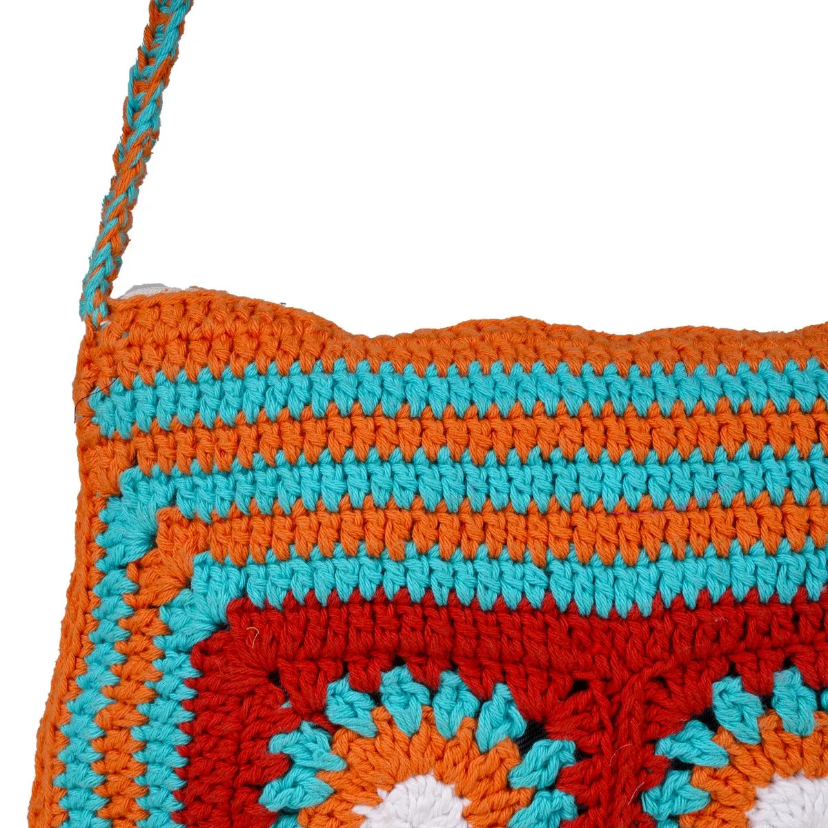 Floral Patchwork Sling Bag | Hand-Crochet | Cotton | Multicolour